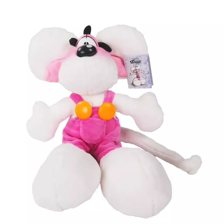 Diddl Plüschtier Diddl in rosa Latzhose 